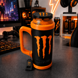 Custom Energy Drink Can Holder with Snack Storage, Lid, Keychain Opener (16oz) 473ml