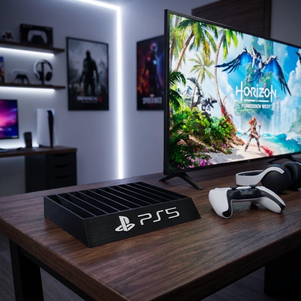 Game Holder for 10 Games PS5 | Storage Rack Organizer Stand | Gaming Desk Display Case Storage