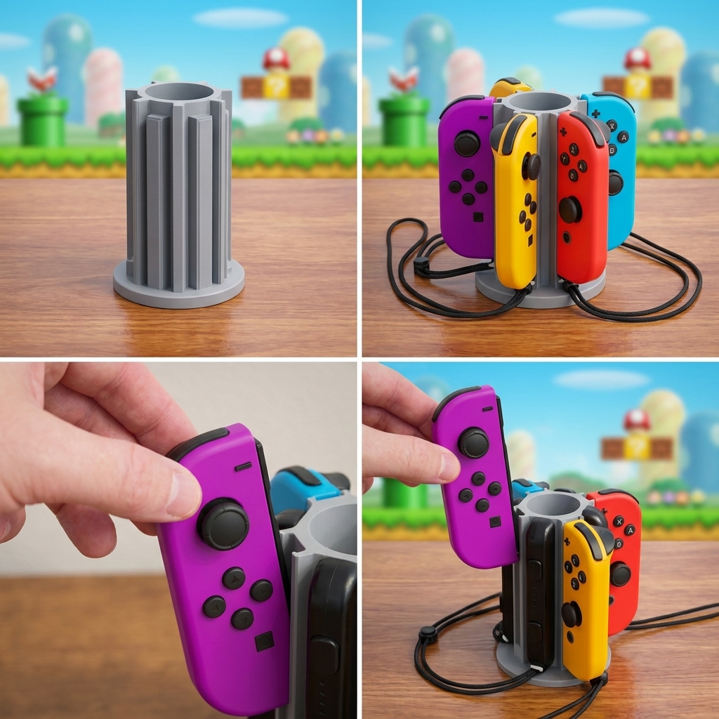 Joy-Con Holder for 4 Controllers Nintendo Switch | Space-Saving Vertical Organizer Stand - Image 5