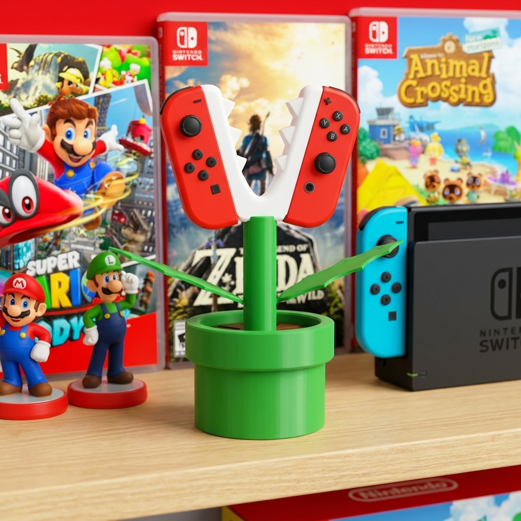 Gamer Decorative Plant Pot Style Game Cartridge Holder | Gaming Desk Setup Decor Organizer