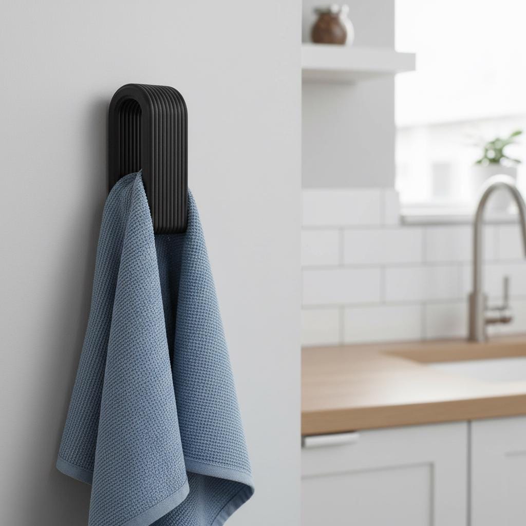 Minimalist Wall Holder for Hand Towel and Dish Cloth | Kitchen Bathroom Organizer 2 Pack - Image 2