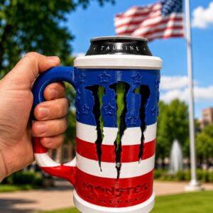 Custom USA Flag Energy Drink Can Holder | Patriotic Mug Style Grip | 250 years