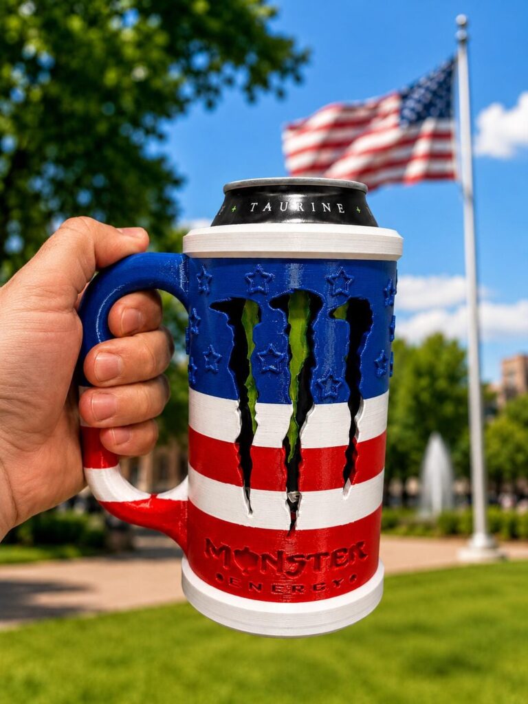 Custom USA Energy Drink Can Holder | Patriotic Mug Style Grip | 250 years