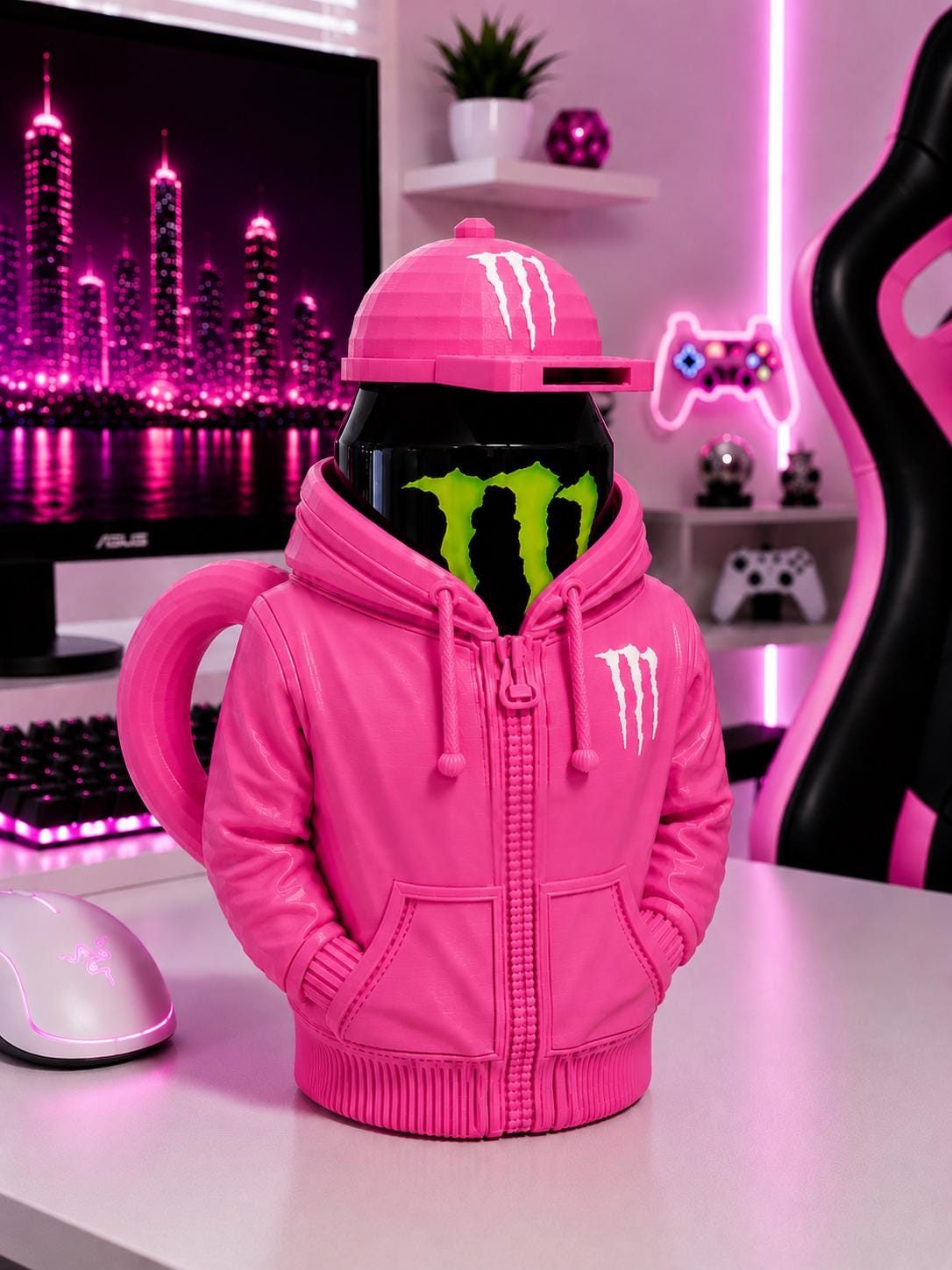 Hoodie Style Energy Drink Can Holder with Keychain Opener Cap inspired for 16oz-473ml - Image 4