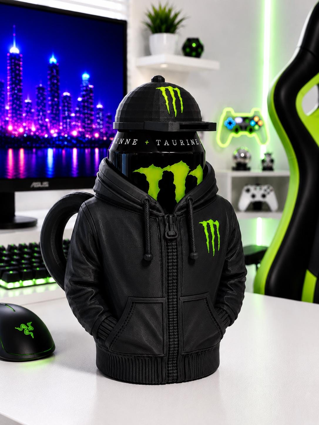 Hoodie Style Energy Drink Can Holder with Keychain Opener Cap inspired for 16oz-473ml - Image 3
