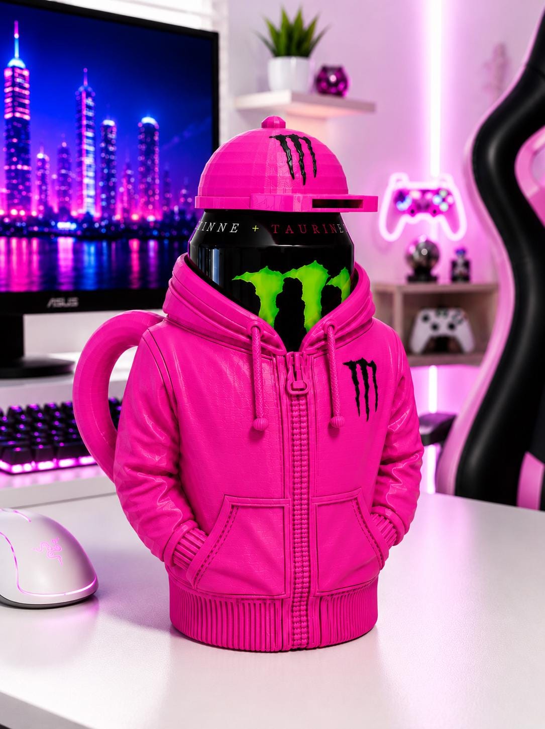 Hoodie Style Energy Drink Can Holder with Keychain Opener Cap inspired for 16oz-473ml - Image 6