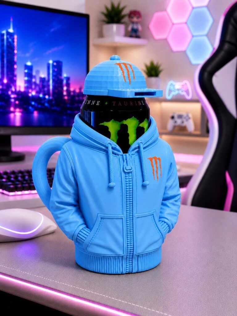 Hoodie Style Energy Drink Can Holder with Keychain Opener Cap inspired for 16oz-473ml