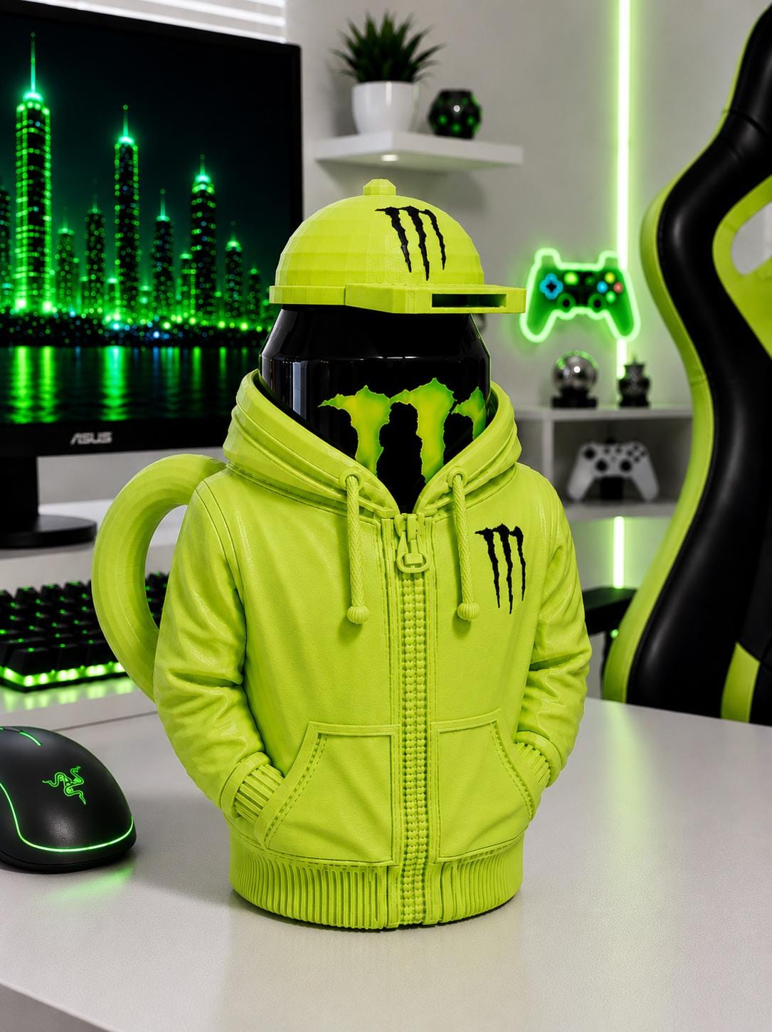Hoodie Style Energy Drink Can Holder with Keychain Opener Cap inspired for 16oz-473ml - Image 2