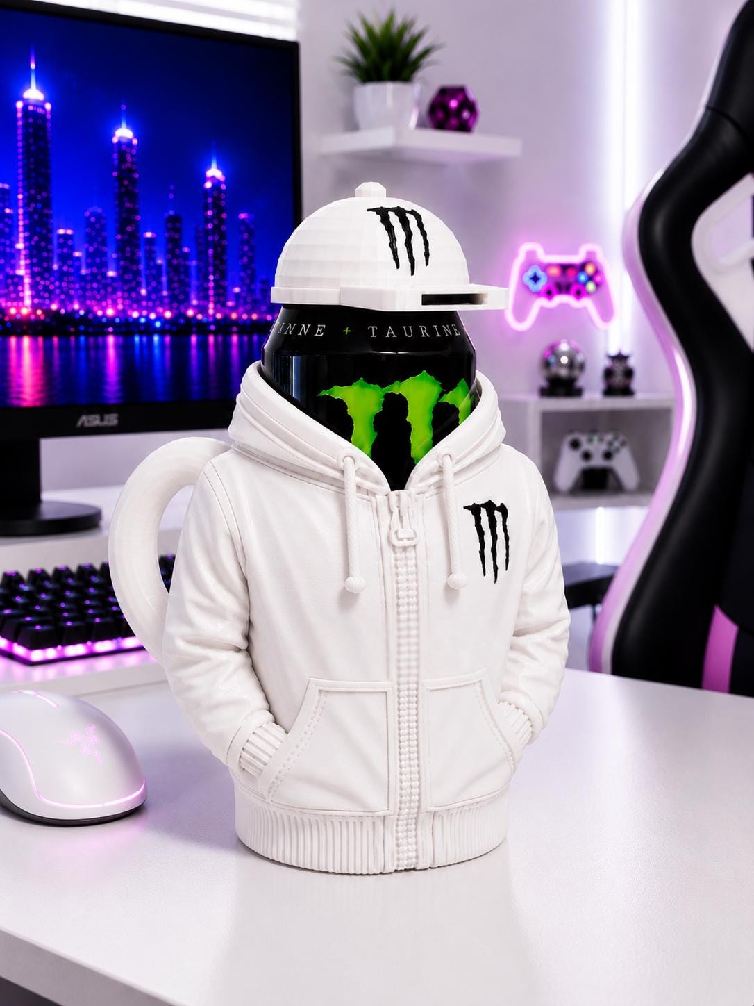Hoodie Style Energy Drink Can Holder with Keychain Opener Cap inspired for 16oz-473ml - Image 5
