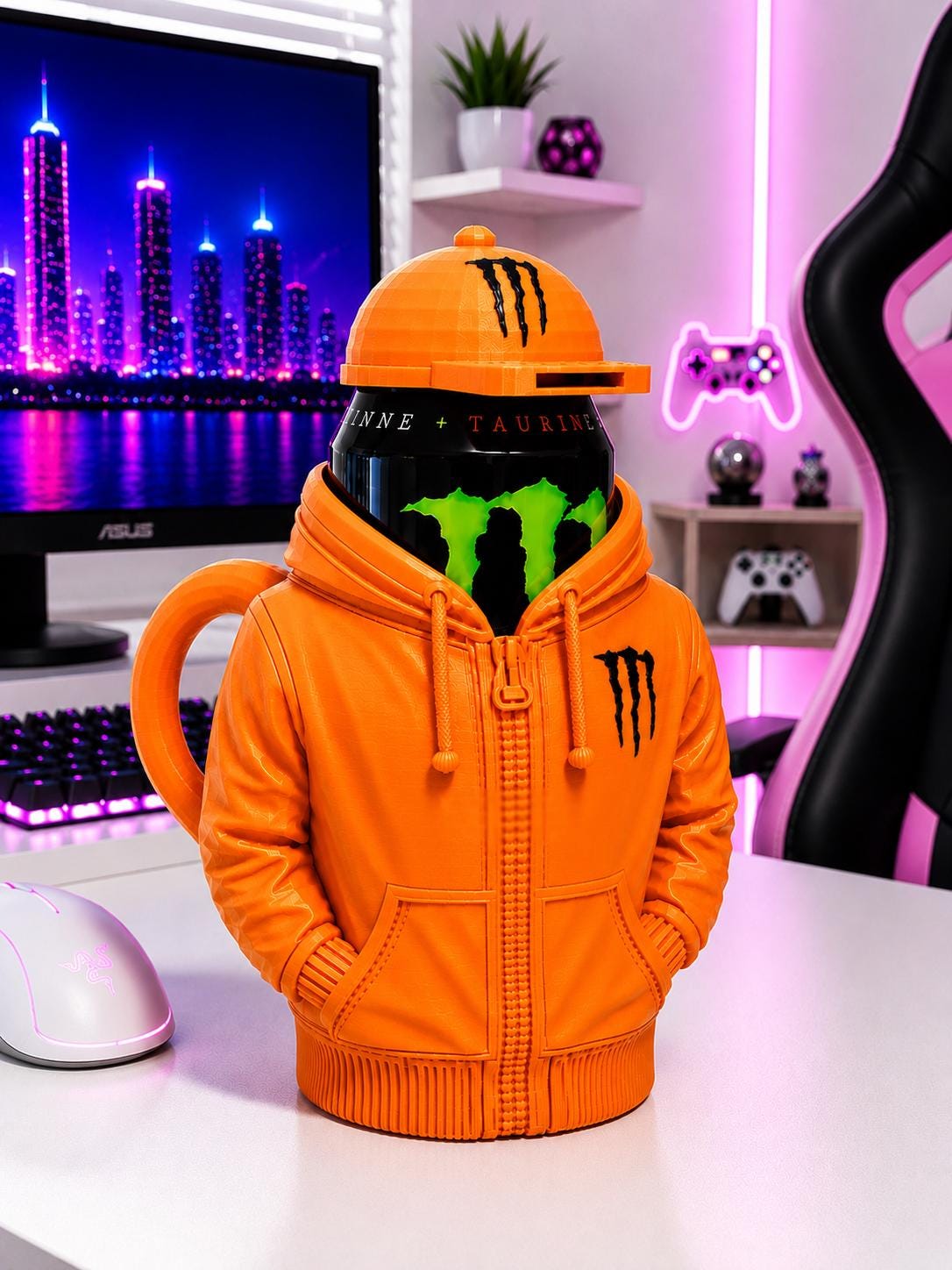 Hoodie Style Energy Drink Can Holder with Keychain Opener Cap inspired for 16oz-473ml - Image 7