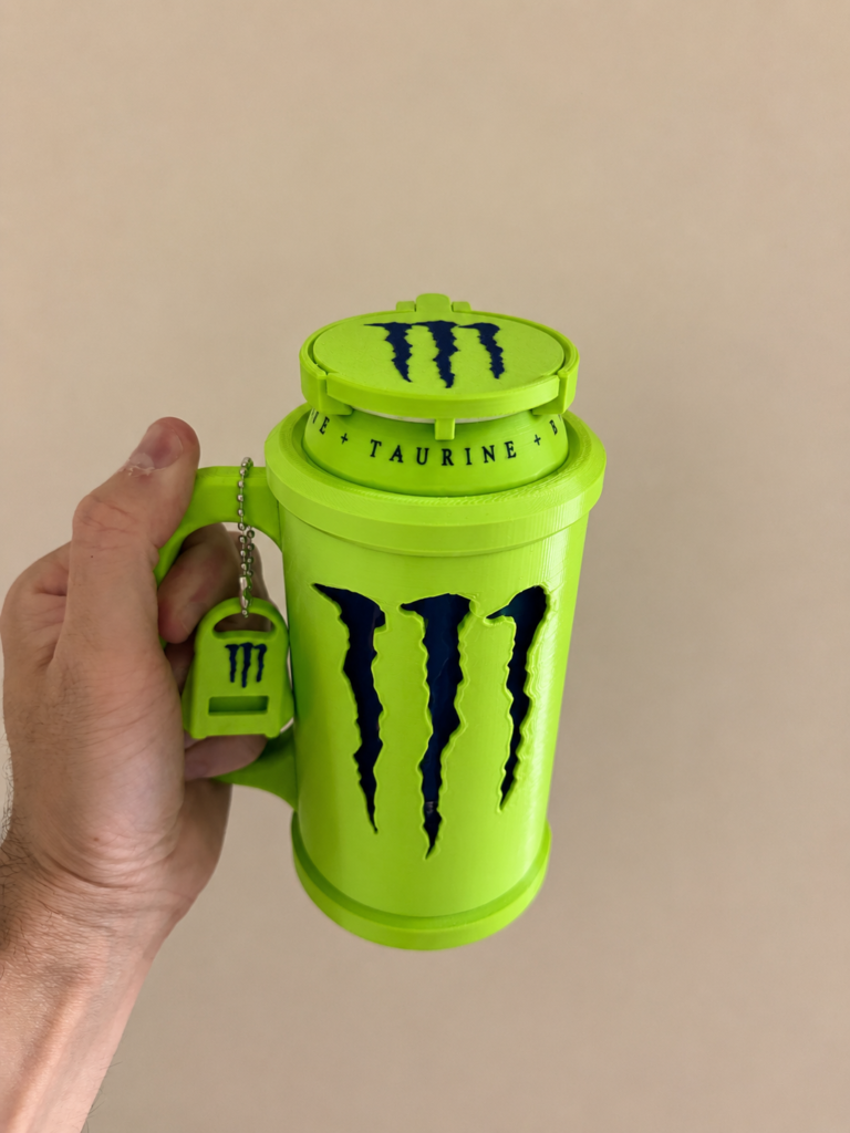 Energy Drink Can Holder for 16oz (473ml) Inspired Design – Includes Lid & Keychain opener