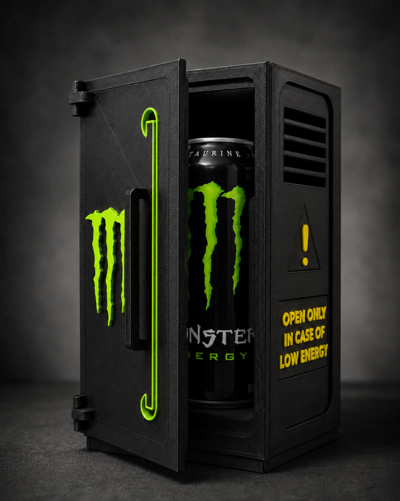 Emergency/Low Energy Decorative Mini Safe – Gamer Desk Décor & Gift for Energy Drink Lovers