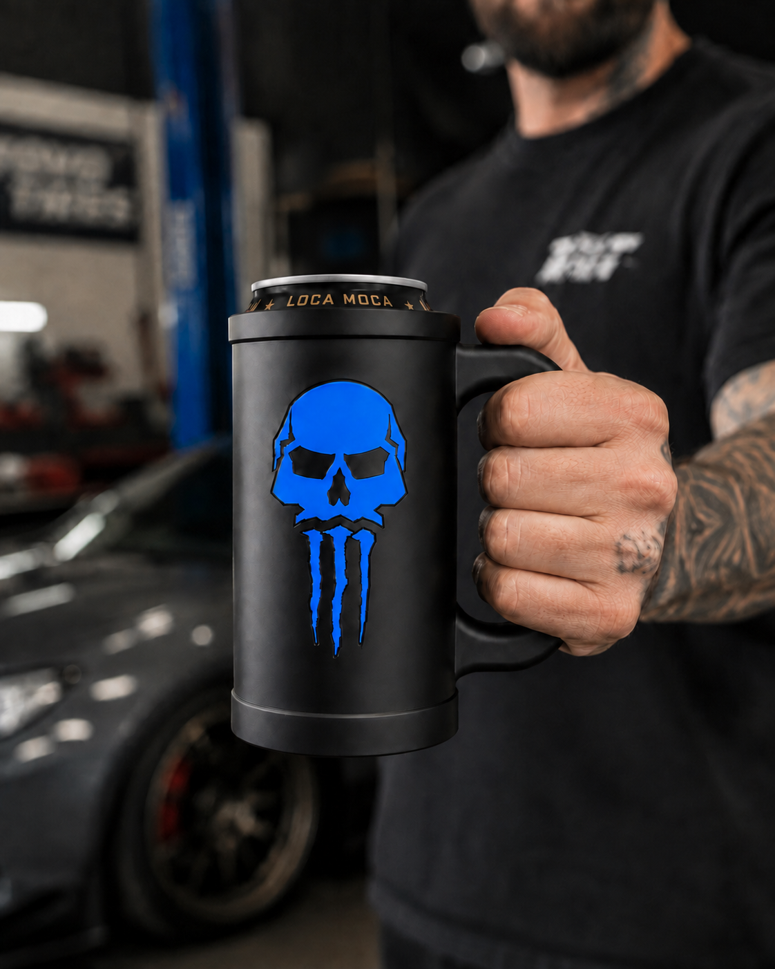 Skull Can Holder with Handle – Fits 15 oz Killer Brew Energy Coffee Cans – Can Cooler