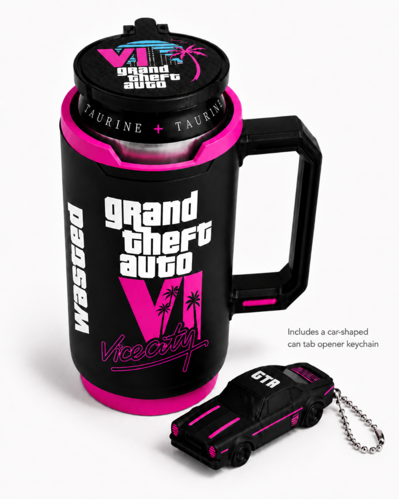 Energy Drink Can Holder Combo Lid + keychain can opener – Premium Design, Illuminated Interior Detail, Assorted Colors