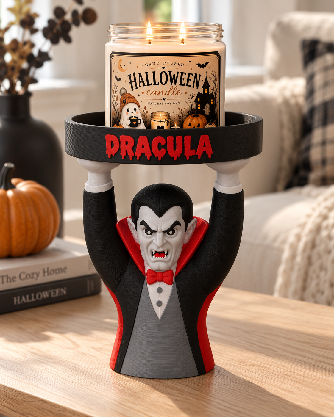 Collectible Halloween Character Candle Holder - Spooky Festive Home Decor for Round Jar Candles - Image 7