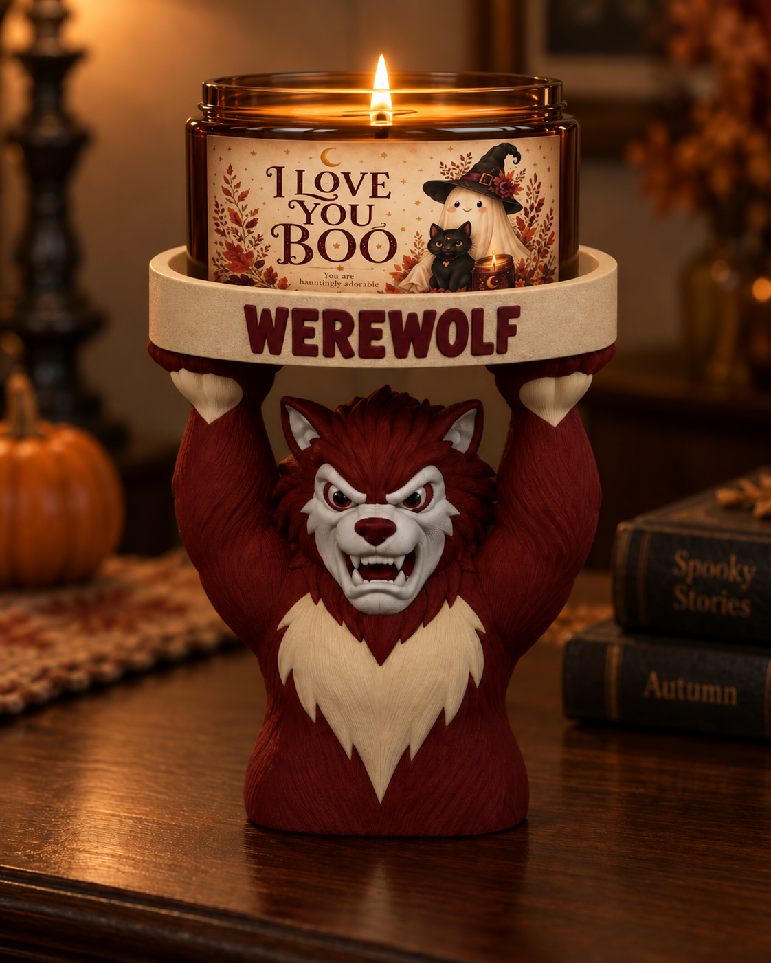 Collectible Halloween Character Candle Holder - Spooky Festive Home Decor for Round Jar Candles - Image 9