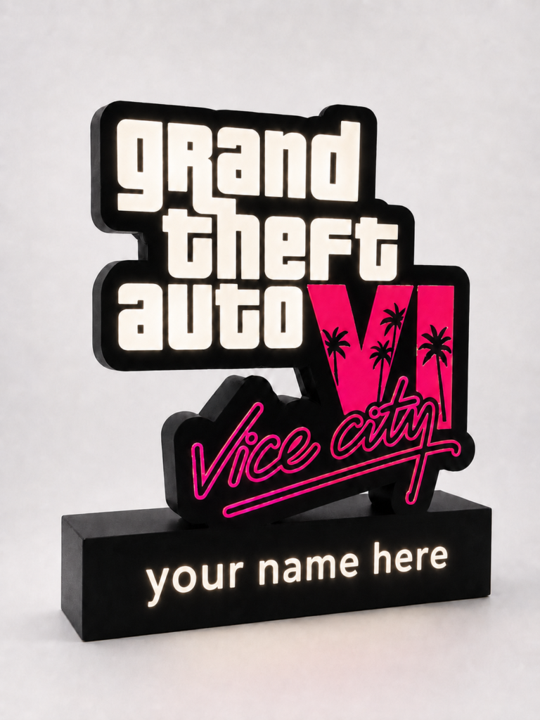 Personalized GTA VI Inspired LED Lightbox – Gamer Room Decor