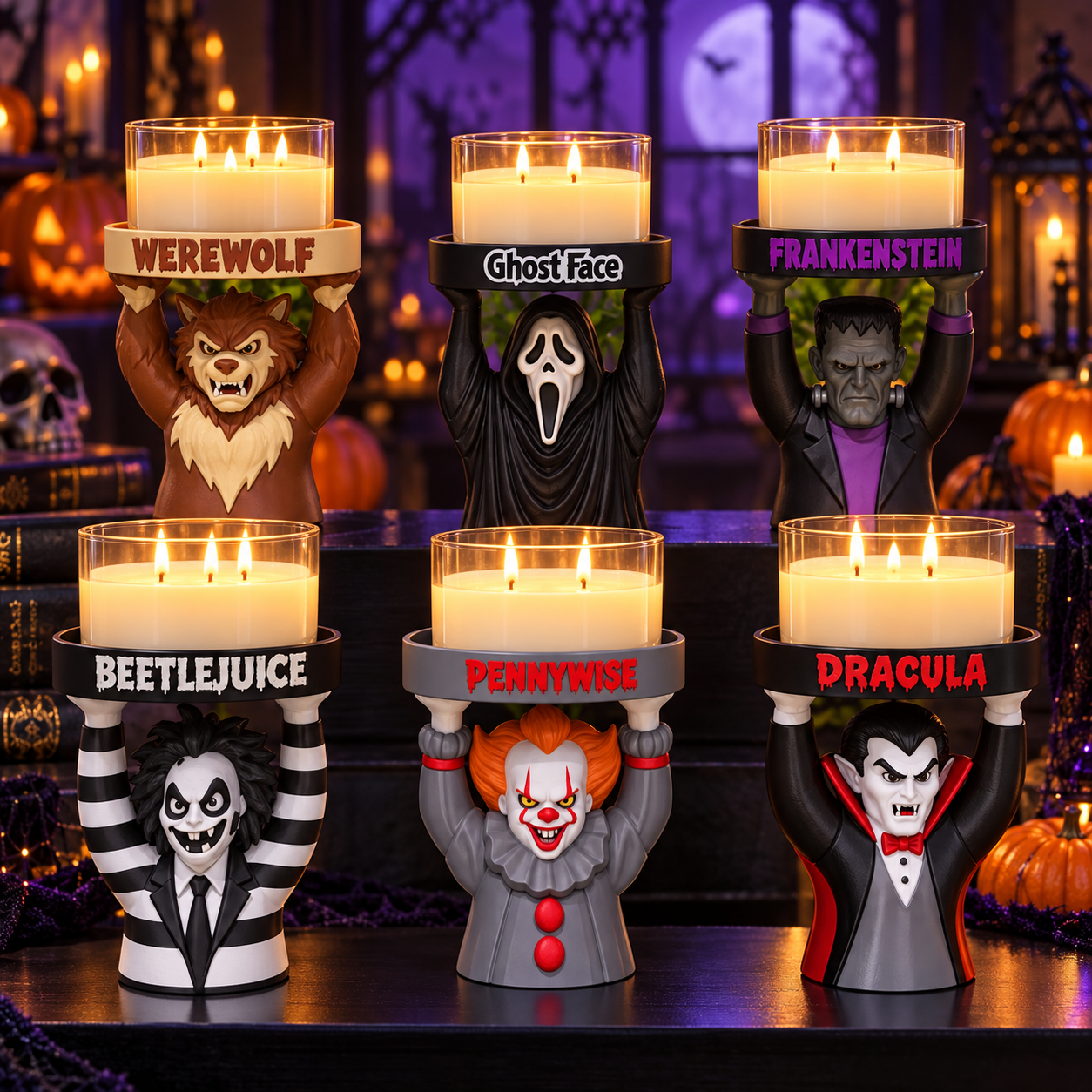 Collectible Halloween Character Candle Holder - Spooky Festive Home Decor for Round Jar Candles - Image 4