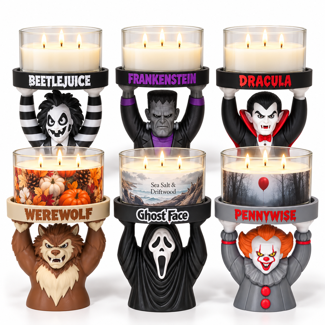 Collectible Halloween Character Candle Holder - Spooky Festive Home Decor for Round Jar Candles - Image 3