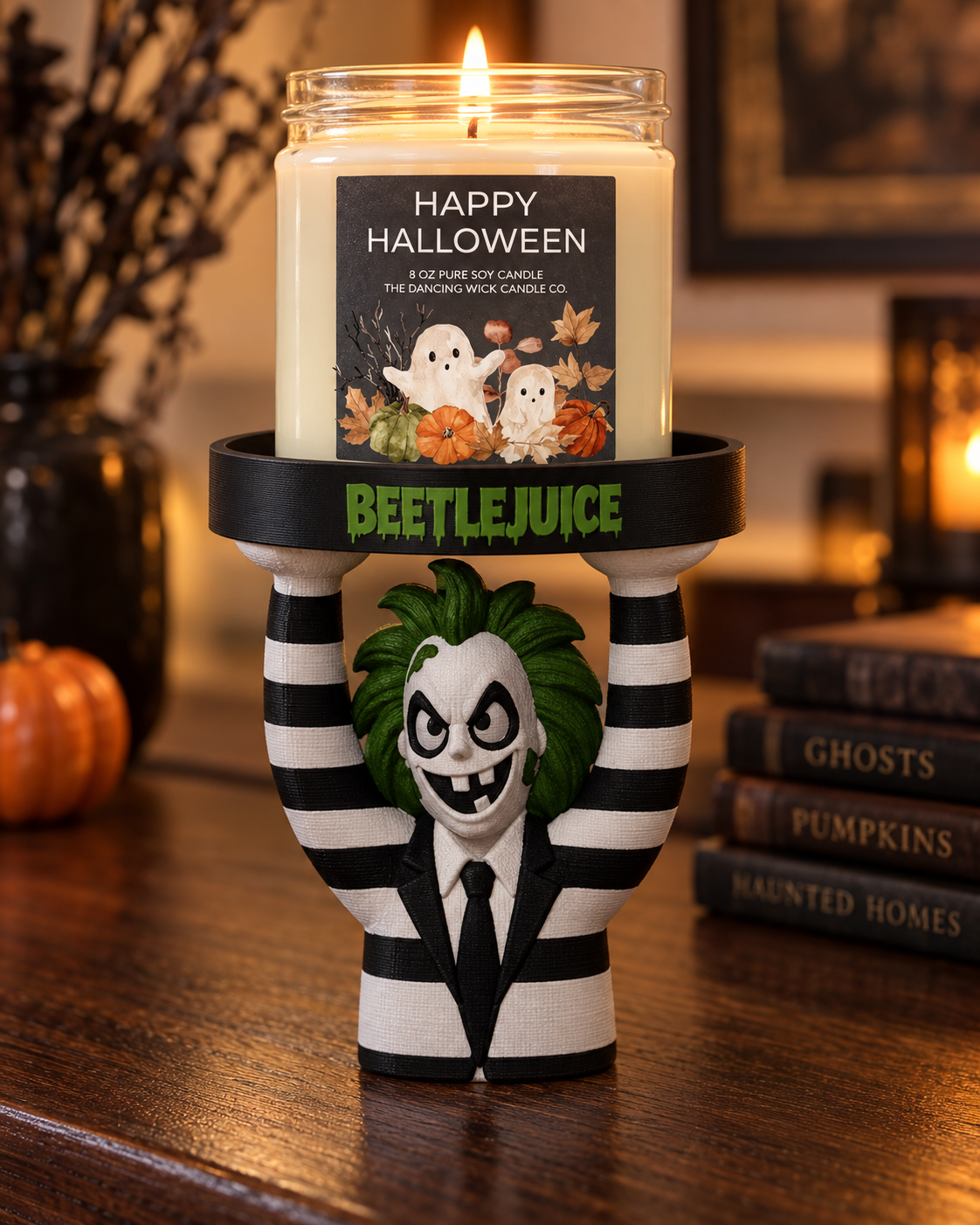Collectible Halloween Character Candle Holder - Spooky Festive Home Decor for Round Jar Candles - Image 8
